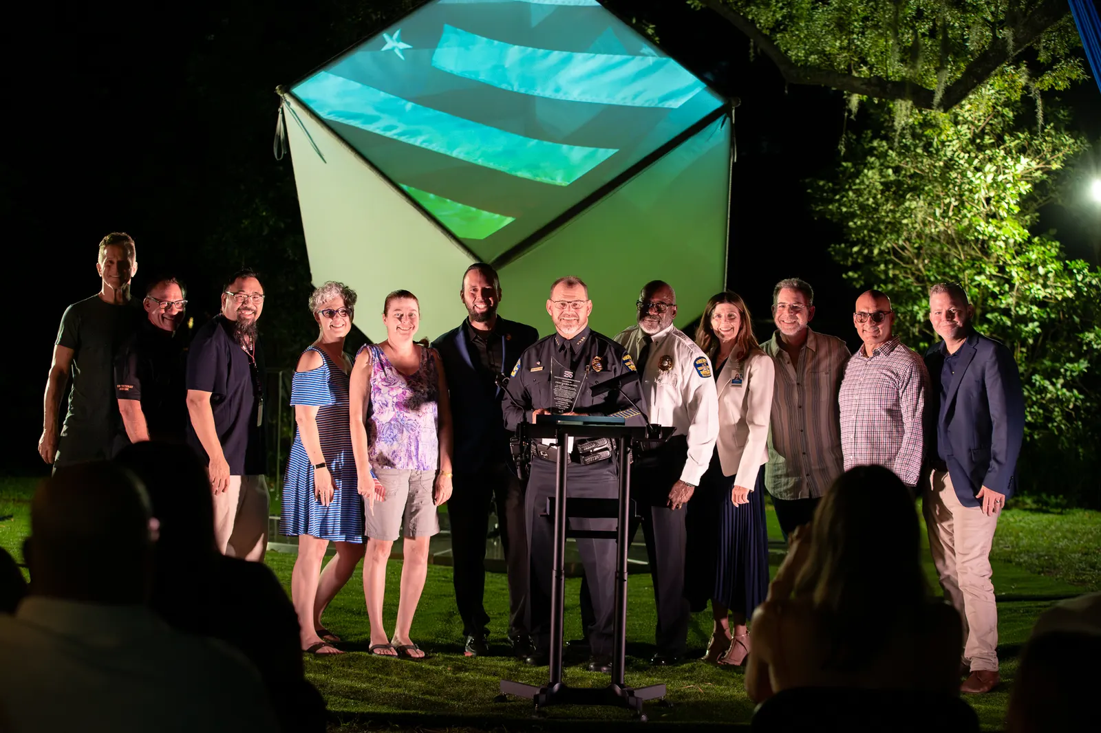 The honorees and event partners line up for a group photograph.